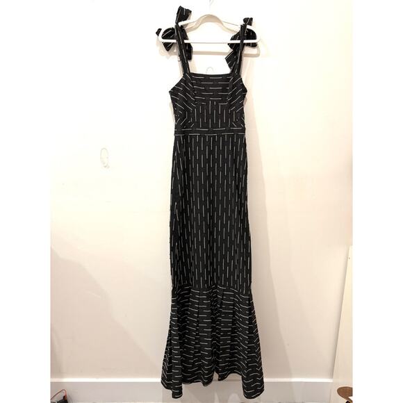 NWT Alexis Symphony Tie-Shoulder Flared-hem Maxi Dress Black/White Women Size XS - Picture 2 of 5